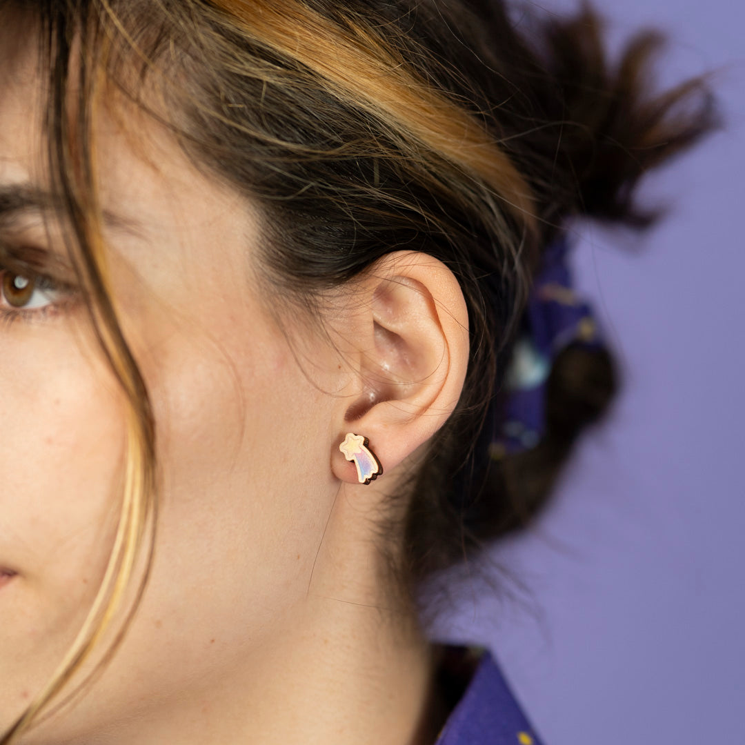 Space wooden stud earrings