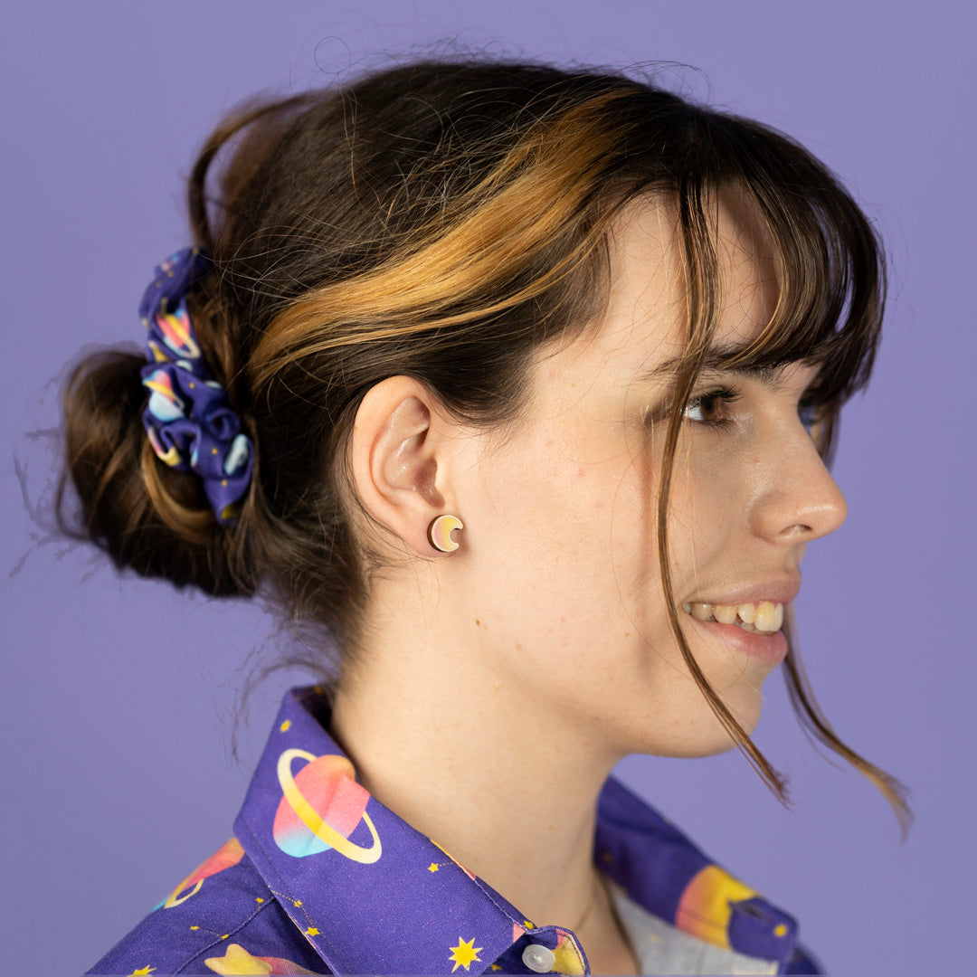 Space wooden stud earrings