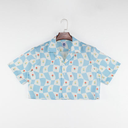 -PREORDER- Bloom cropped button-up shirt