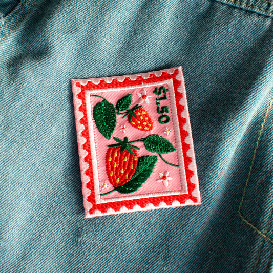 Strawberry Stamp Iron On Patch