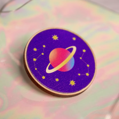 Space printed wooden pin